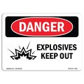 Signmission Safety Sign, OSHA Danger, 18" Height, 24" Width, Aluminum, Explosives Keep Out, Landscape OS-DS-A-1824-L-2010